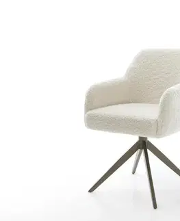 Jedálenské stoličky DELIFE Jedálenská stolička Greg-Flex barančekový potah béžová krížová podstava široká titánová farba 360° otočná hojdacia funkcia vrecková pružina
