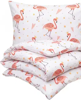 Obliečky 4Home Detské bavlnené obliečky do postieľky Flamingo, 100 x 135 cm, 40 x 60 cm