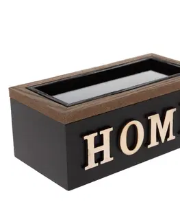 Príslušenstvo pre prípravu čaju a kávy Drevený box na čajové vrecká HOME, 16,5 x 10 x 8  cm