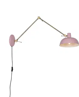 Nástenné osvetlenie Retro nástenná lampa oceľová ružová s bronzovou - Milou