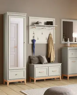 Predsieňové steny KONDELA Vendy W-22 vešiakový panel kašmír krémová / dub