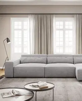 Rohové sedacie súpravy DELIFE Rohová pohovka Sirpio XL 370x170 cm manšester strieborno sivá variabilné ležadlo