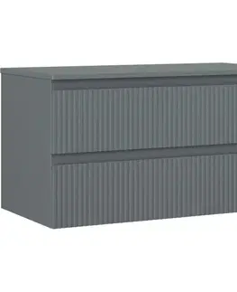 Kúpeľňový nábytok MEXEN/S - Rivel kúpeľňová skrinka pod umývadlo 90 cm s doskou, 2 zásuvky, reliéf, grafit mat 91A20-09047-2-BFFC66