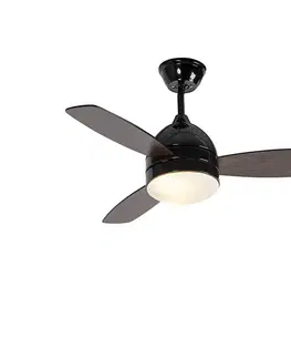 Stropné ventilátory Stropný ventilátor čierny s potlačou dreva 96 cm s diaľkovým ovládaním - Rotar