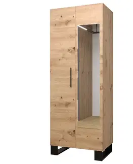 Šatníkové skrine Skriňa Artin + zrkadlo dub artisan