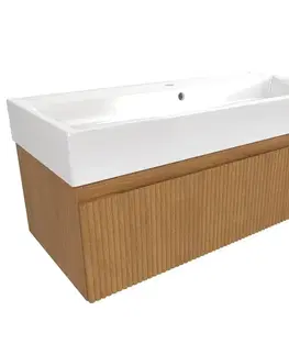 Kúpeľňový nábytok Kúpeľňová skrinka s umývadlom SAT Evolution 98x30x44, 5 cm dub medový mat SATEVO100DMU2 SATEVO100DMU2