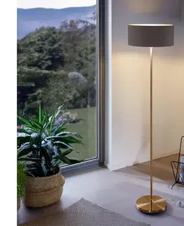 Lampy  LED stojacia lampa TUNJA 1xE27/20W/230V, priemer 38 cm, zlatá/hnedá 1xSA2189+1xEG32474