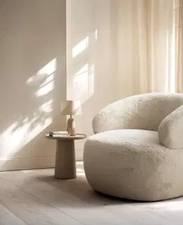 Lounge kreslá DELIFE Lounge kreslo Nova 88x88 cm plyšový manšester krémovo biela
