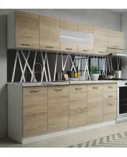 Modulový kuchynský nábytok Kuchynská perla 260 zb 28mm sonoma/kor biely