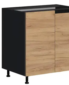 Kuchynské skrinky stojace Kuchynská skrinka Brick D80 ZAS čierna/craft