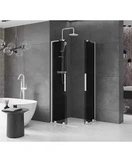 Sprchovacie kúty MEXEN/S - Velar L Duo sprchovací kút, posuvné dvere 90 x 90, grafit, biela 871-090-090-02-43-20