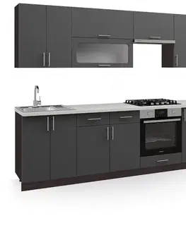 Kuchynské linky FIJONA kuchynská linka 250, kremenec/wenge