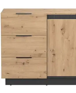 Komody do spálne Komoda 1d3s Sierro Dub Artisan/Čierna