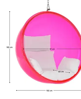 Závesné kreslá KONDELA Bubble Typ 1 závesné hojdacie kreslo ružová / biela / strieborná