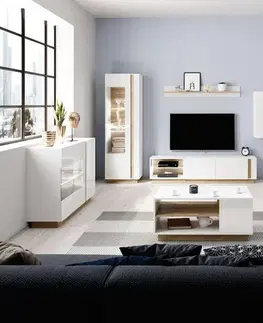 TV stolíky ArtLas TV stolík ARTENS 187 s LED | dub grandson/biely lesk