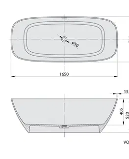 Vane POLYSAN - MEDINA voľne stojaca vaňa 165x70x52cm, solid surface, biela mat 92430