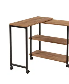Konferenčné stolíky PADLE odkladací stolík na kolieskach, borovica Atlantik / čierna