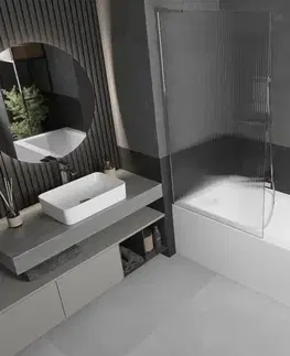 Sprchové dvere MEXEN/S - Next L vaňová zástena FIX 90 x 150, prúžky, chróm 895-090-000-03-09-01