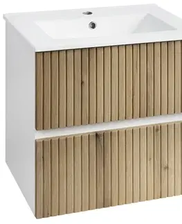 Kúpeľňový nábytok AQUALINE - PANEDA STRIP umývadlová skrinka 59,5x55x45,2cm, dub emporio PN360