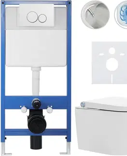 Záchody CERANO - Kompletní WC set Profi/Cronus Standard - bílá lesklá - WC tlačítko Duo/Bílá - předstěnová instalace - 59,3x38,4  CER-190048