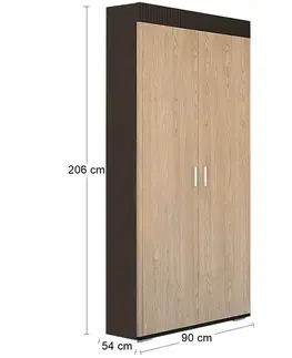 Šatníkové skrine NABBI Mils W šatníková skriňa dub rodos / wenge magic
