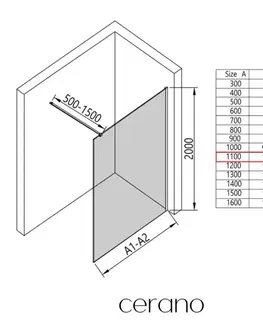 Sprchové dvere CERANO - Sprchová zástena Walk-in Onyx Cube Ľ/P - 8 mm - hranatá vzpera - čierna matná, bronzové sklo - 110x200 CER-686515