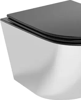 Záchody MEXEN - Lena Závesná WC misa vrátane sedátka s slow-slim, duroplast, čierna mat / strieborná 30224074