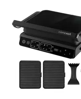 Predlžovacie káble Concept ge3600 - Kontaktný gril s teplotnou sondou GLASS 2000W/230V čierny ge3600