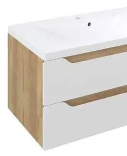 Kúpeľňový nábytok Sapho WAVE umývadlová skrinka 79,7x45x47,8cm, biela/dub Alabama SPH WA080-3022