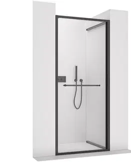 Sprchovacie kúty CERANO - Sprchové posuvné dvere Versaro L/P - 6 mm - čierna matná, transparentné sklo - 80x195 - zasúvacie CER-8050BD80336