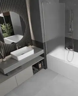 Sprchové dvere MEXEN/S - Next vaňová zástena FIX 70 x 150, dekor, nikel kartáčovaná 895-070-000-00-30-97