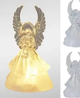 Vianočné dekorácie Kinekus Postavička anjel LED 18 cm plast mix