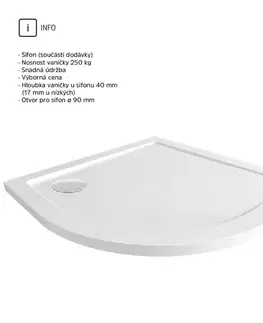 Kúpeľňové batérie MEREO Mereo Sprchový set z Kory Lite, štvrťkruh, 90 cm, chróm ALU, sklo Číre a nízké SMC vaničky CK35123ZN
