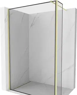 Sprchové dvere MEXEN/S - Kyoto Sprchová zástena WALK-IN 100 x 40, čierny vzor, zlatá kartáčovaná 800-100-212-55-70-040