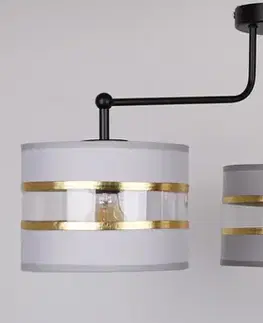Stropná svetla Stropná lampa čierna 3xE27 tienidlo biela + zlatá Andy