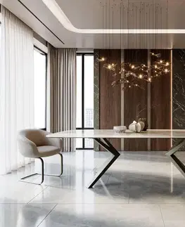 Jedálenské stoly DELIFE Jedálenský stôl Edge zaoblený tvar 270x120 keramika Iris FMG Onice Grigio Zenthara hranatý kovový efektový povrch titán