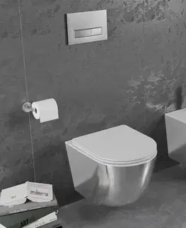 Záchody MEXEN - Lena Závesná WC misa vrátane sedátka s slow-slim, duroplast, biela/strieborná 30224004