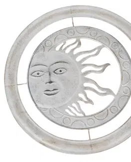 Bytové dekorácie Nástenná kovová dekorácia Slnko sivá, pr. 50 cm