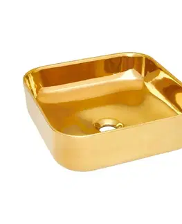 Umývadlá INVENA - Umývadlo na dosku MALAGA TREND 39 cm, štvorcové zlatá CE-39-009-C