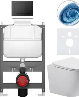Záchody CERANO - Kompletný WC set Basic/Cesso - biela matná - WC tlačidlo Maxio/Čierna - ovládanie zhora - predstenová inštalácia - 49x36 CER-8050BD86170