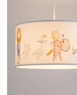 Svietidlá BRILAGI - LED detský luster na lanku BOBO 1xE27/60W/230V pr. 35 cm biela/zvieratká 8590828051091