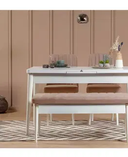 Jedálenské sety Jedálenský set s rozkladacím stolom a stoličkami (4 kusy) Vina 0900 - White Stone