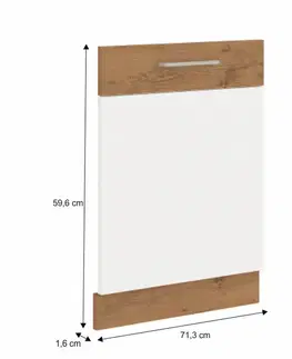 Kuchynské dolné skrinky KONDELA Vega ZM dvierka na umývačku 713x596 cm dub lancelot / biely vysoký lesk