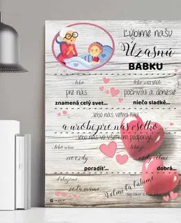 Tabuľky s venovaním (darčeky) Darček pre babku - Vyznanie lásky na tabuľke od vnúčat pre babku na Vianoce