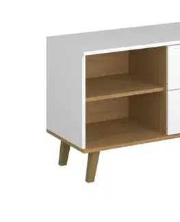 Komody KONDELA Nepu 2S/90 zásuvková komoda biela / dub kamenný