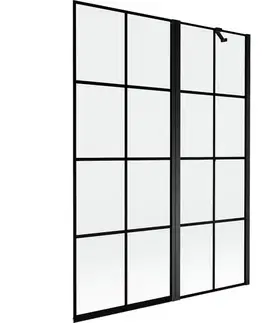 Sprchové dvere MEXEN - MIST vaňová zástena 130x150 cm 6mm f+s, čierna, dekor, pravá 8A9-130-011-70-77-P