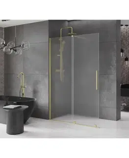 Sprchové dvere MEXEN/S - Velar Sprchová zástena posuvná Walk-in 140 x 200, dekor 8 mm, zlato kefovaná 871-140-000-33-55