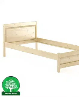 Jednolôžkové postele Posteľ borovica LK125–100x200 surová