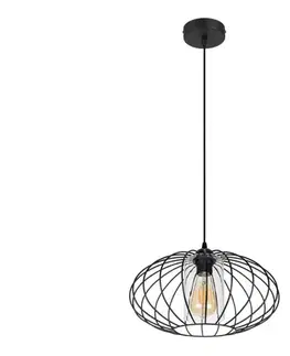Svietidlá HEXE Luster na lanku CORRINI 1xE27/60W/230V pr. 34 cm čierna/číra 0209