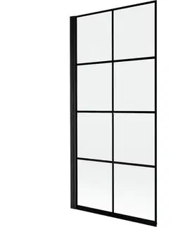 Sprchové dvere MEXEN - MIST vaňová zástena 90x150 cm 6mm 1-s, čierna, dekor, ľavá 8A9-090-001-70-77-L